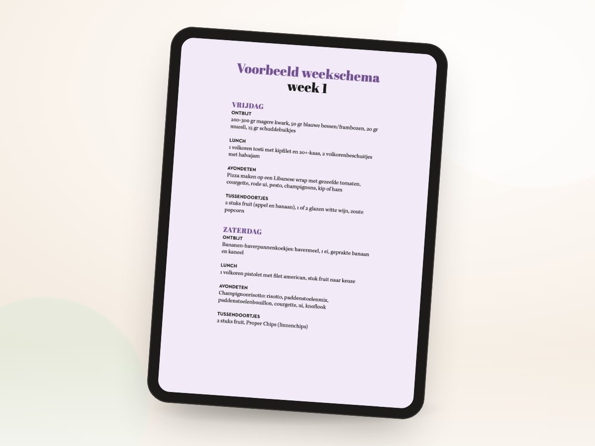 Het weekschema op een tablet