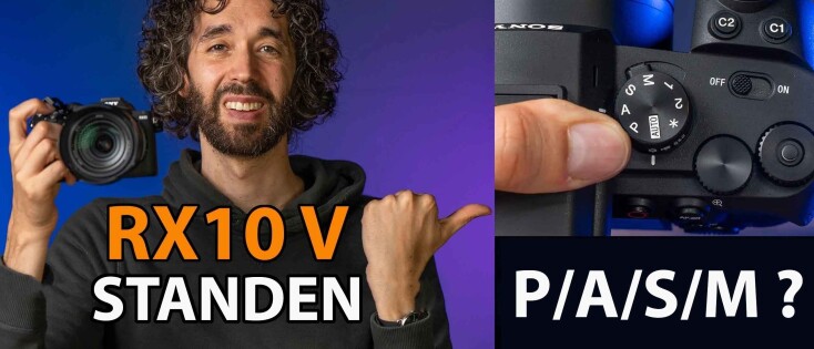 Sony RX10 V standen: A, S, M, P en het programmawiel