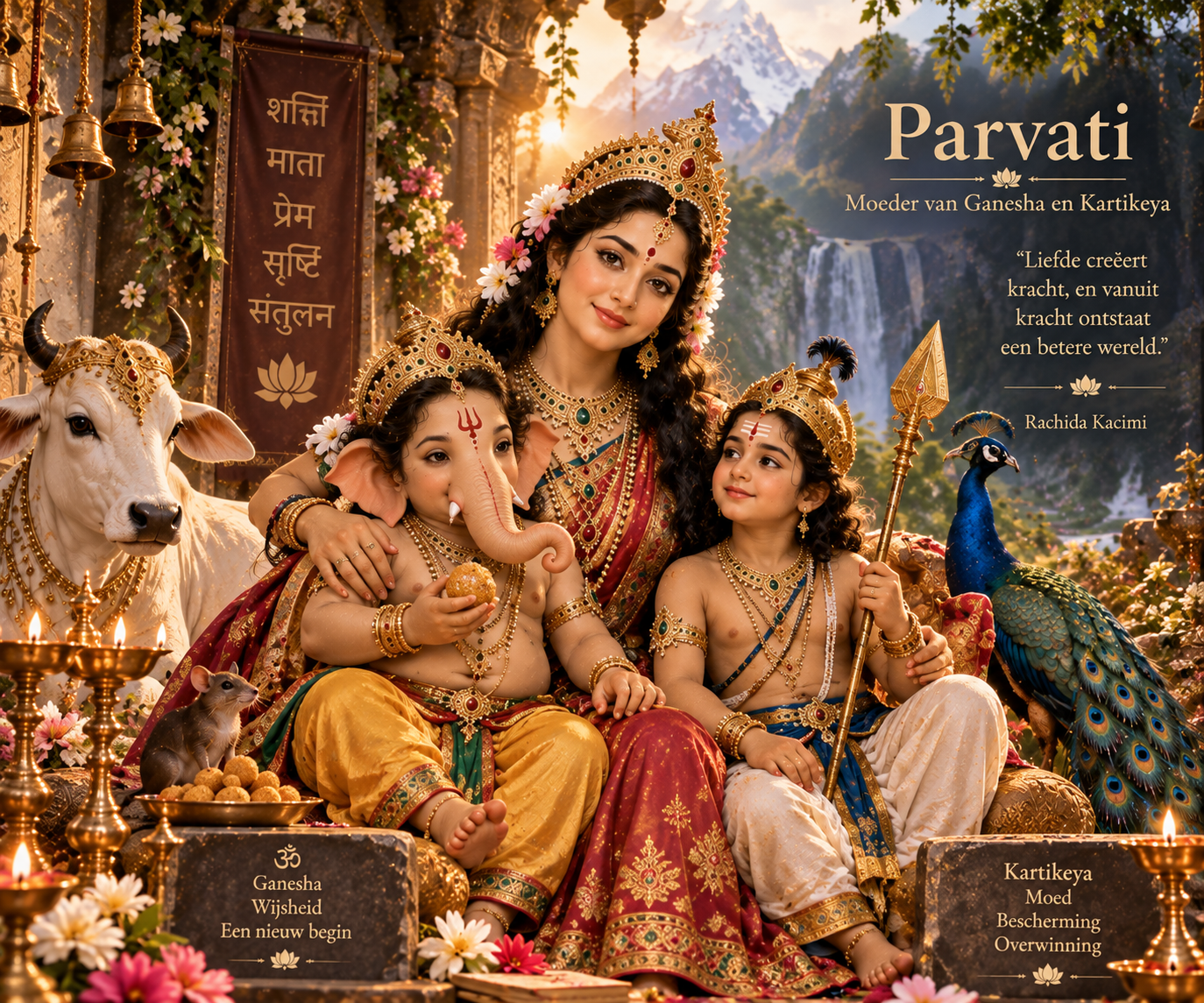 Parvati als moeder van Ganesha en Kartikeya