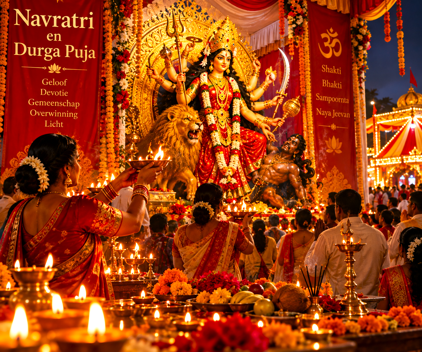 Navratri en Durga Puja, het belangrijkste feest gewijd aan Durga