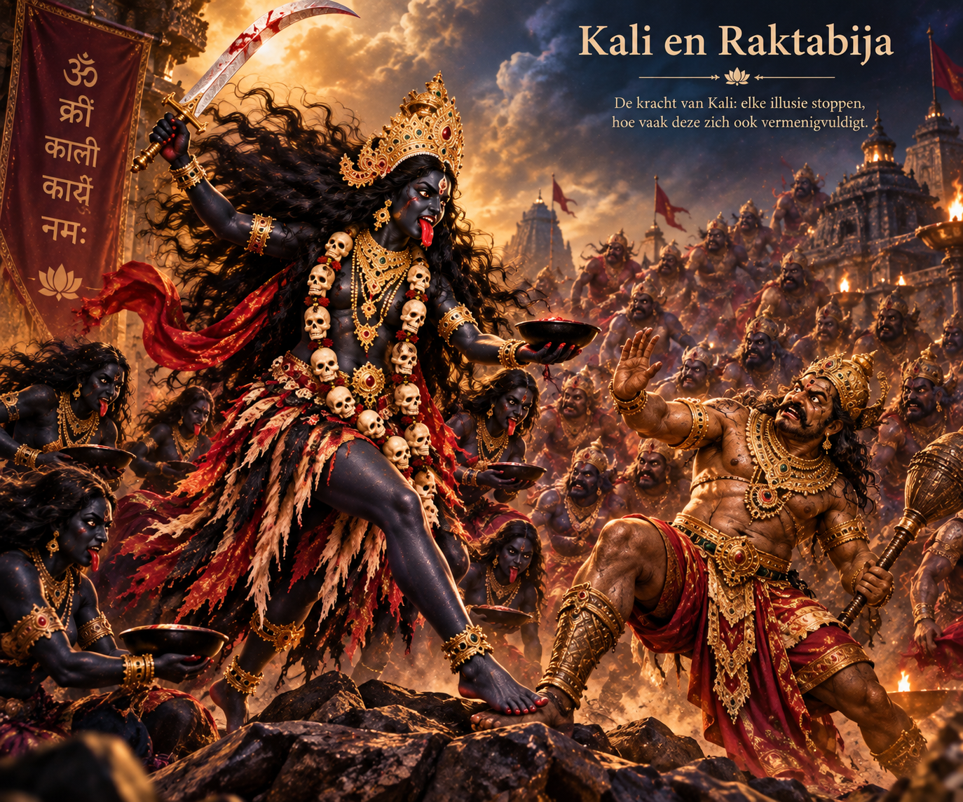 Het verhaal van Kali en de demon Raktabija