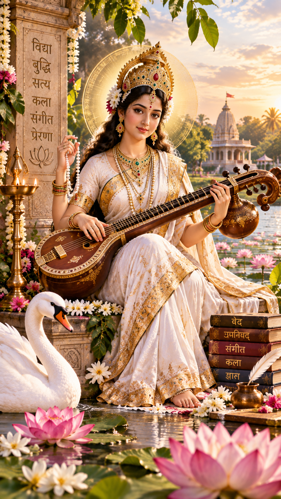 Saraswati, hindostaanse godin van kennis, wijsheid en de kunsten