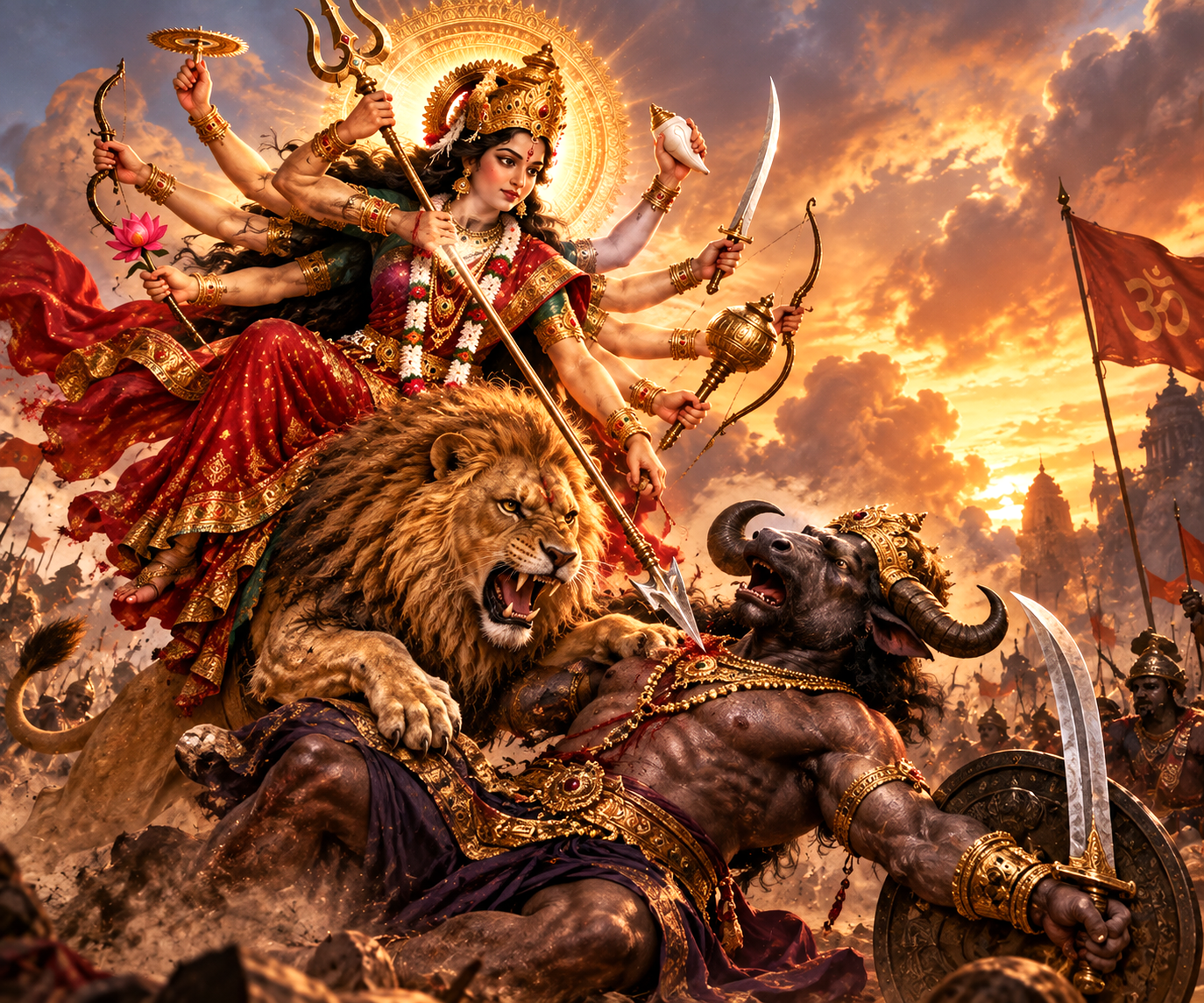 Het verhaal van Durga en de buffeldemon Mahishasura