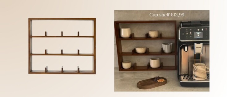 Dit houten mokkenrek van Wibra voor €12,99 is perfect voor je koffiehoek