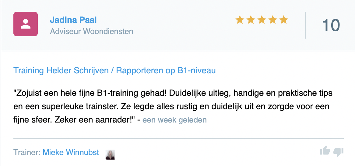B1 schrijven training