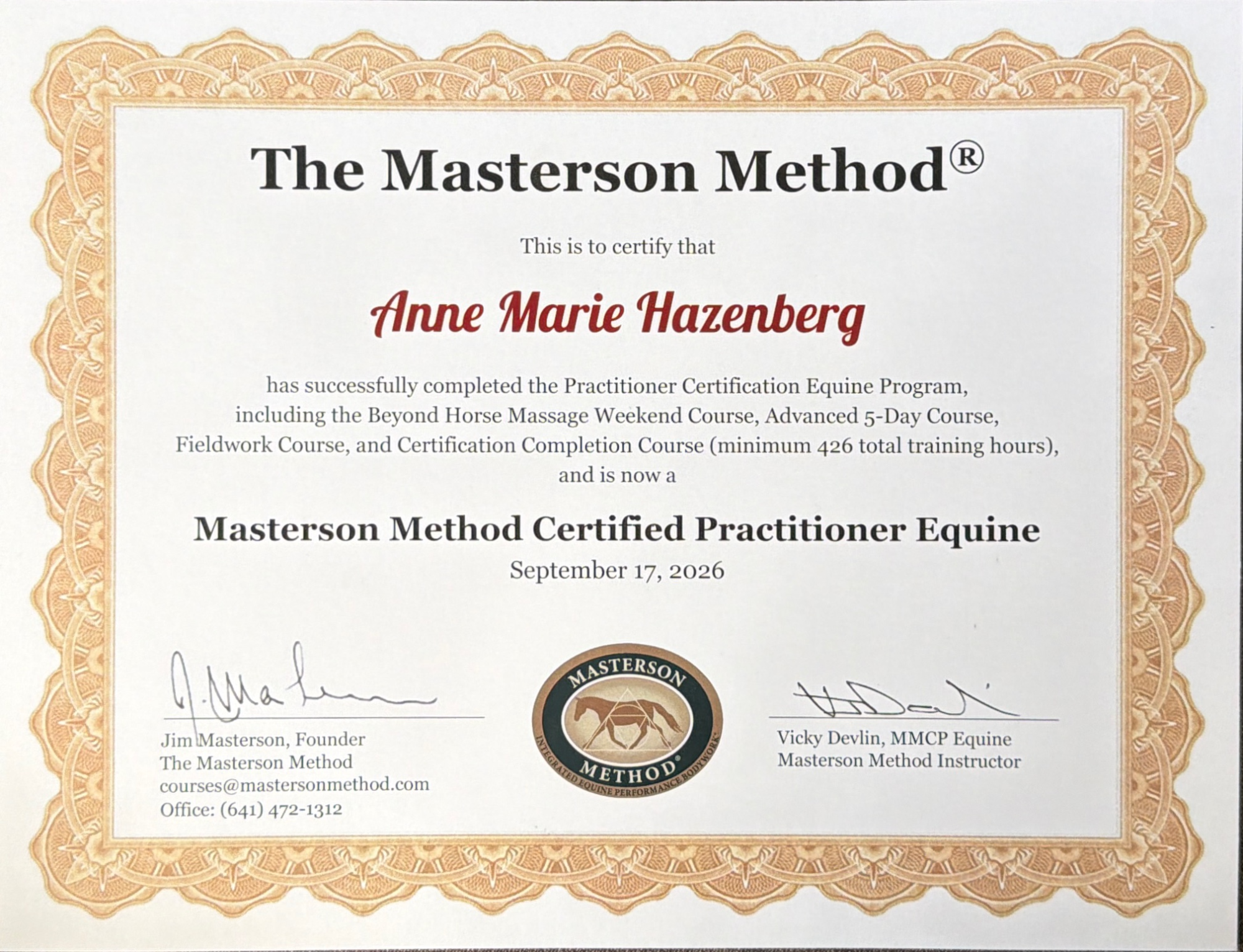 Masterson Method Certifited Practisioner