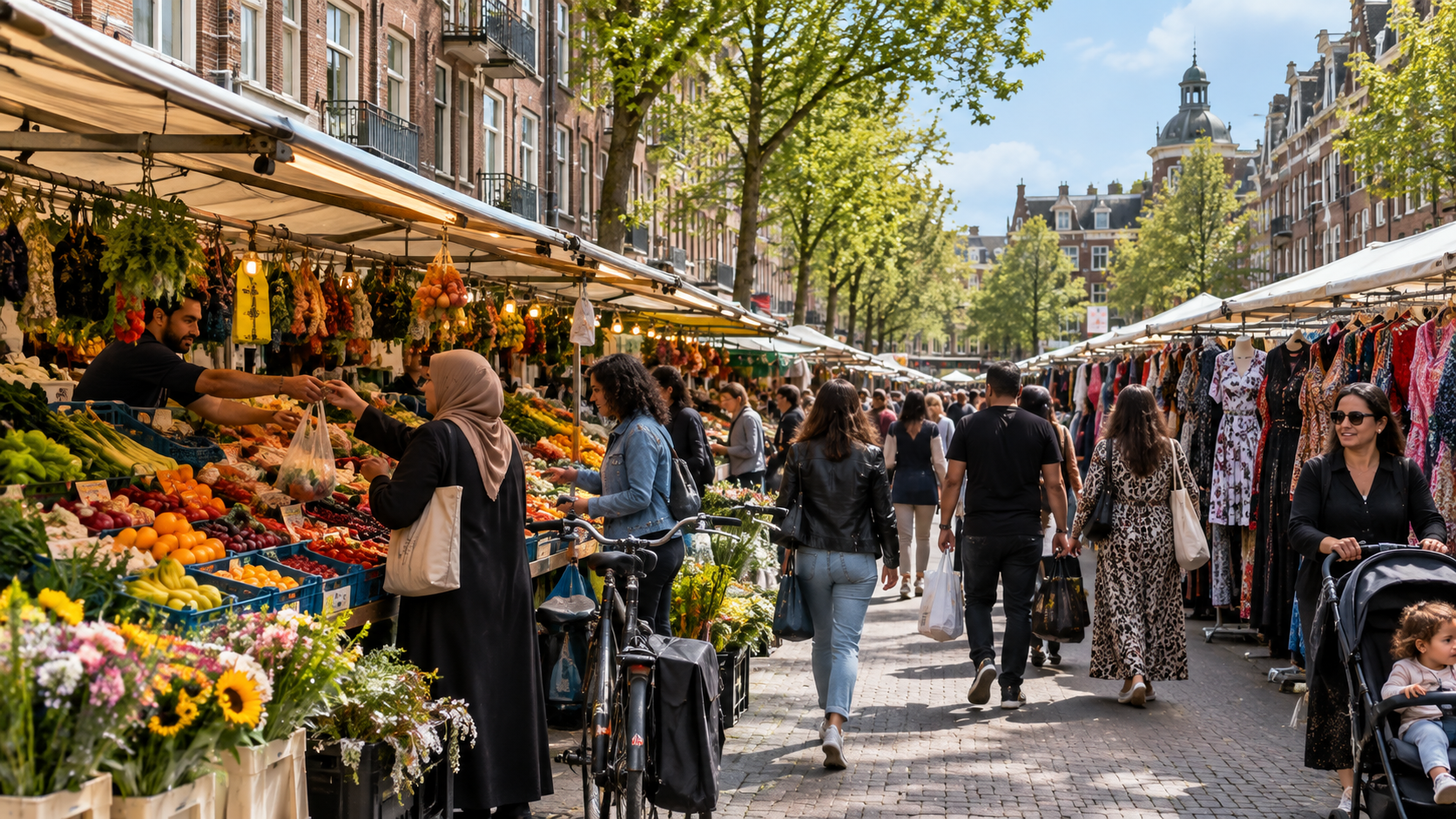 Dappermarkt in de Dapperbuurt, Amsterdam-Oost