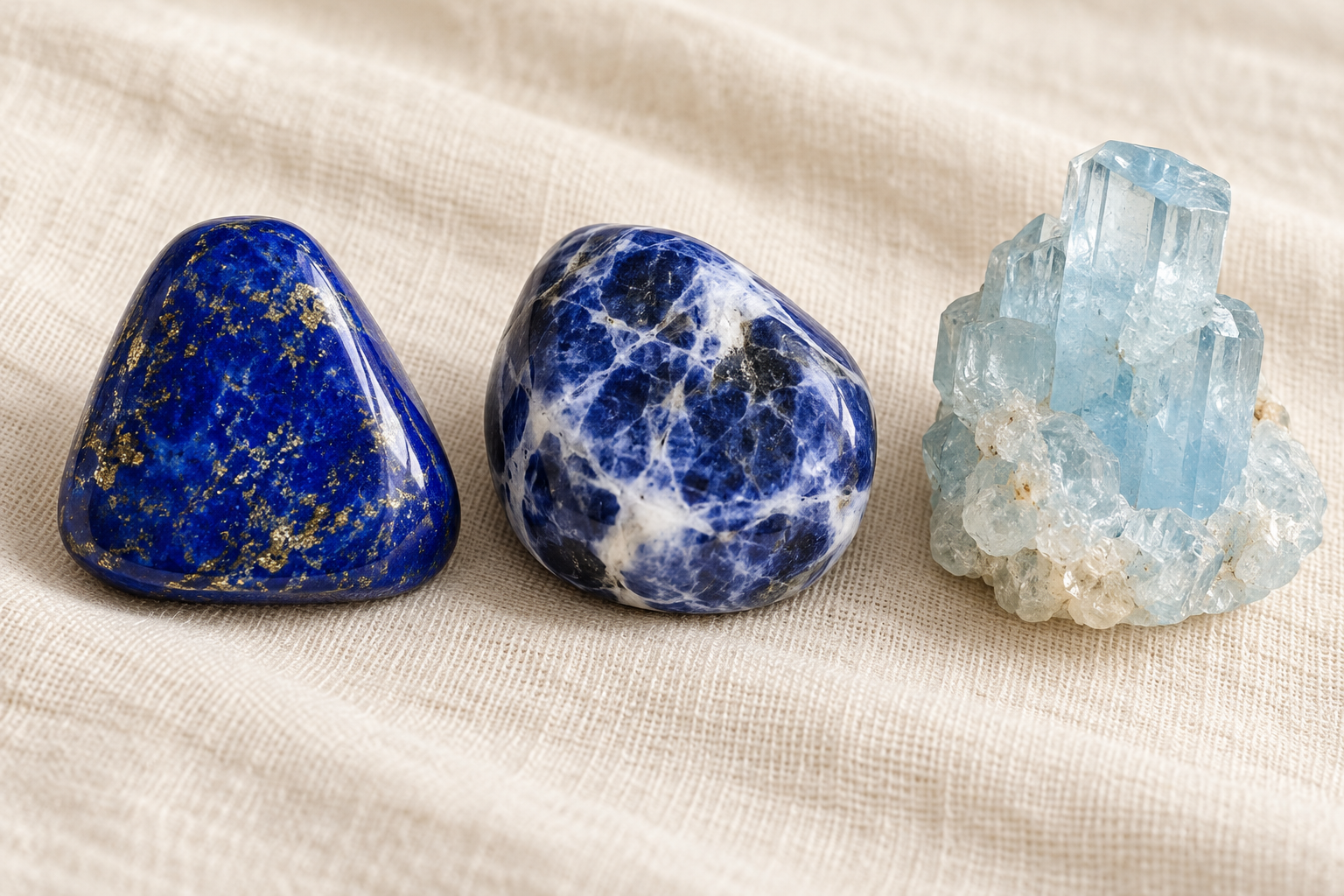 Lapis lazuli, een blauwe steen die de edelsteentraditie met de keelchakra verbindt