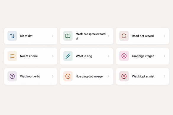Praatkaartjes categorieeën