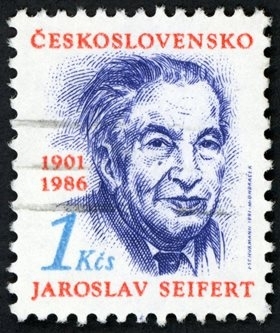 tschechische Briefmarke mit Jaroslav Seifert