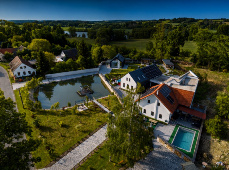 Luxuriöses Wellnessresort mit drei Villen in Vysočina
