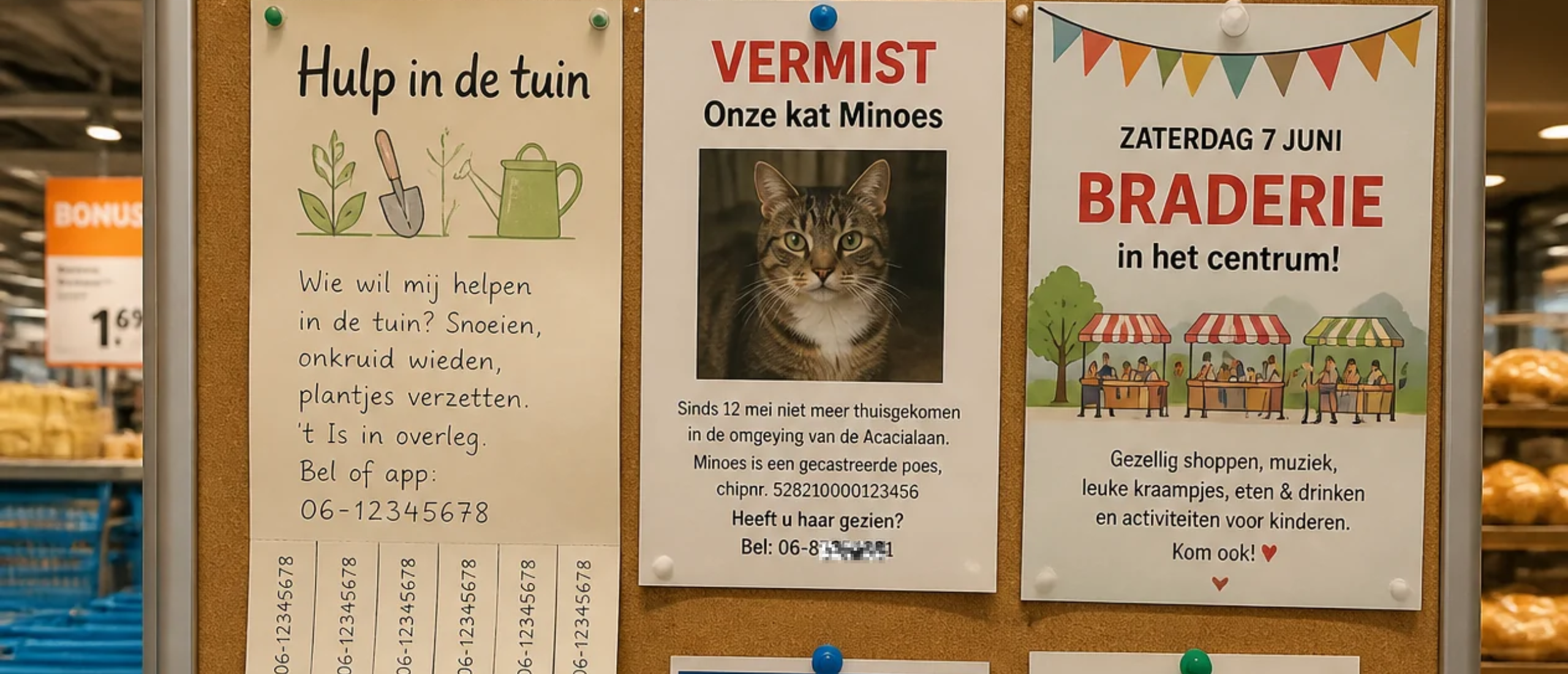 Waarom bestaat het supermarktprikbord nog en wat is de psychologie erachter?