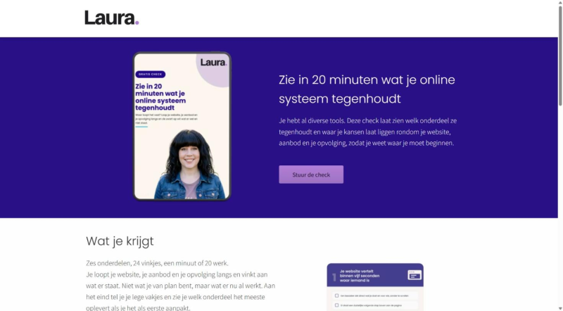 Voorbeeld landingspagina: leadpagina voor een check van 20 minuten