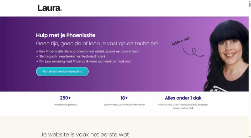 Landingspagina voorbeeld: dienstenpagina voor hulp met Phoenix