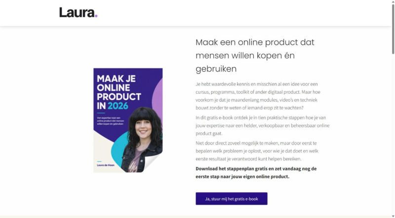 Landingspagina voorbeeld: leadpagina voor een gratis e-book