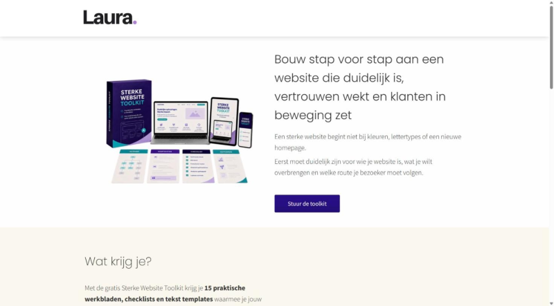 Landingspagina voorbeeld: leadpagina voor de Sterke Website Toolkit