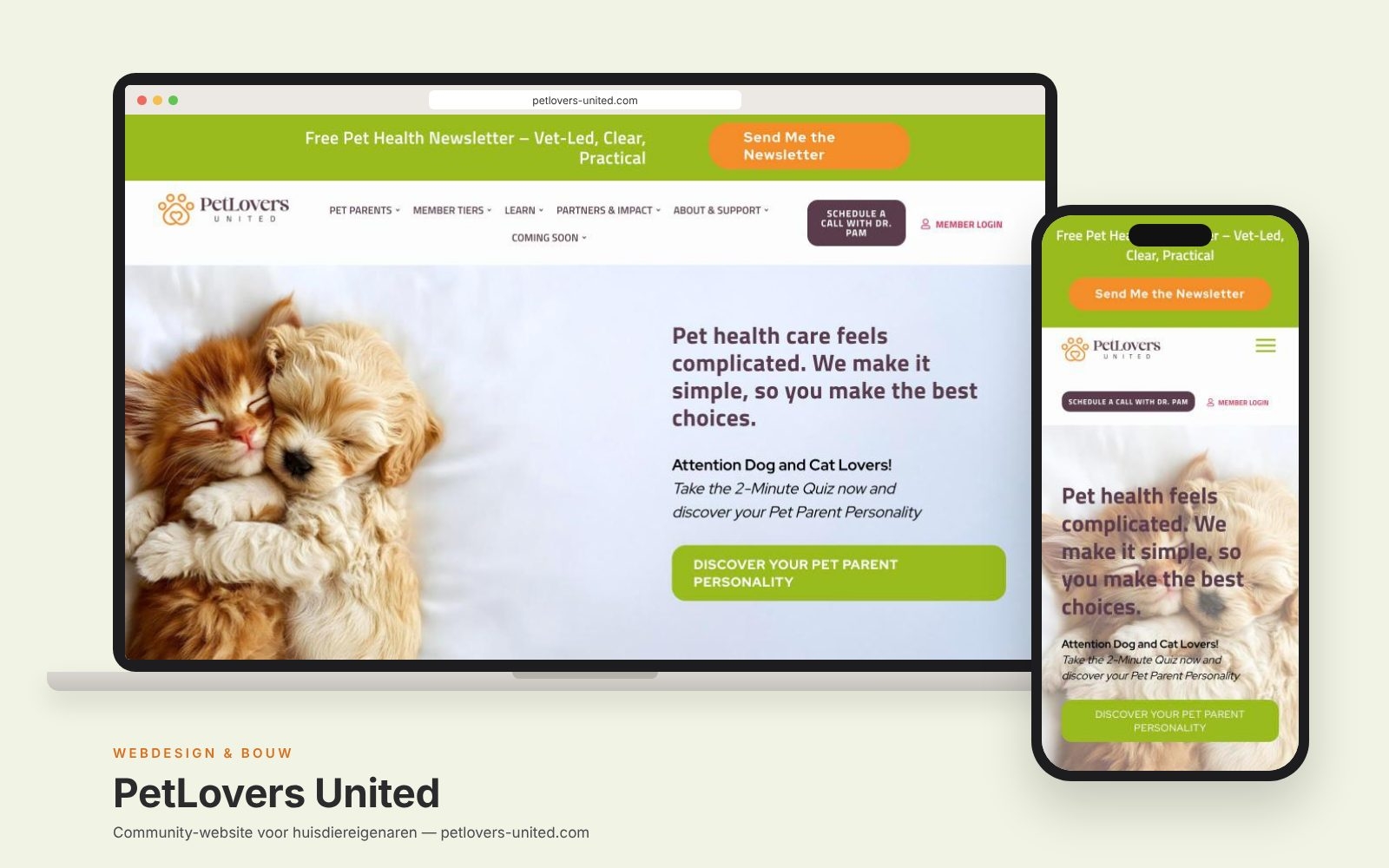 Website PetLovers United ontworpen en gebouwd door Heleen Verkerk
