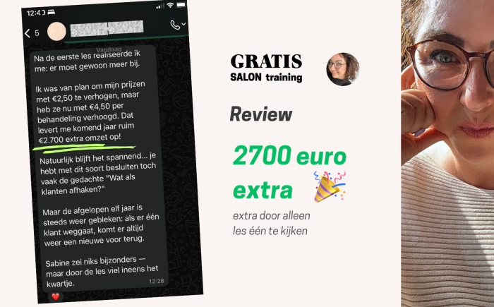 2700 euro extra door de gratis salon training