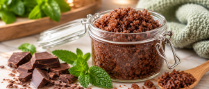 Chocolade pepermunt suikerscrub, heerlijk fris en zacht voor je huid