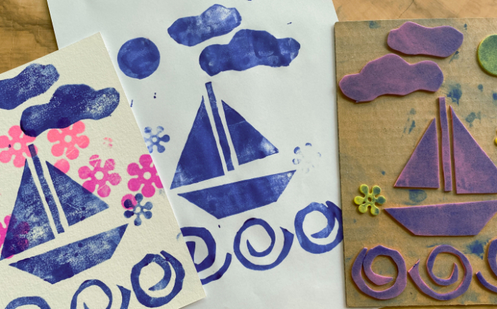 Foam rubber stempels — voor de jongste kinderen Foam rubber stempels workshop resultaat voor de jongste kinderen