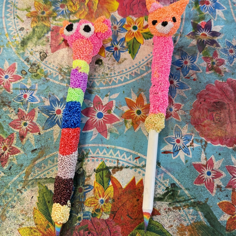 potloden met foamklei resultaat kinder activiteit