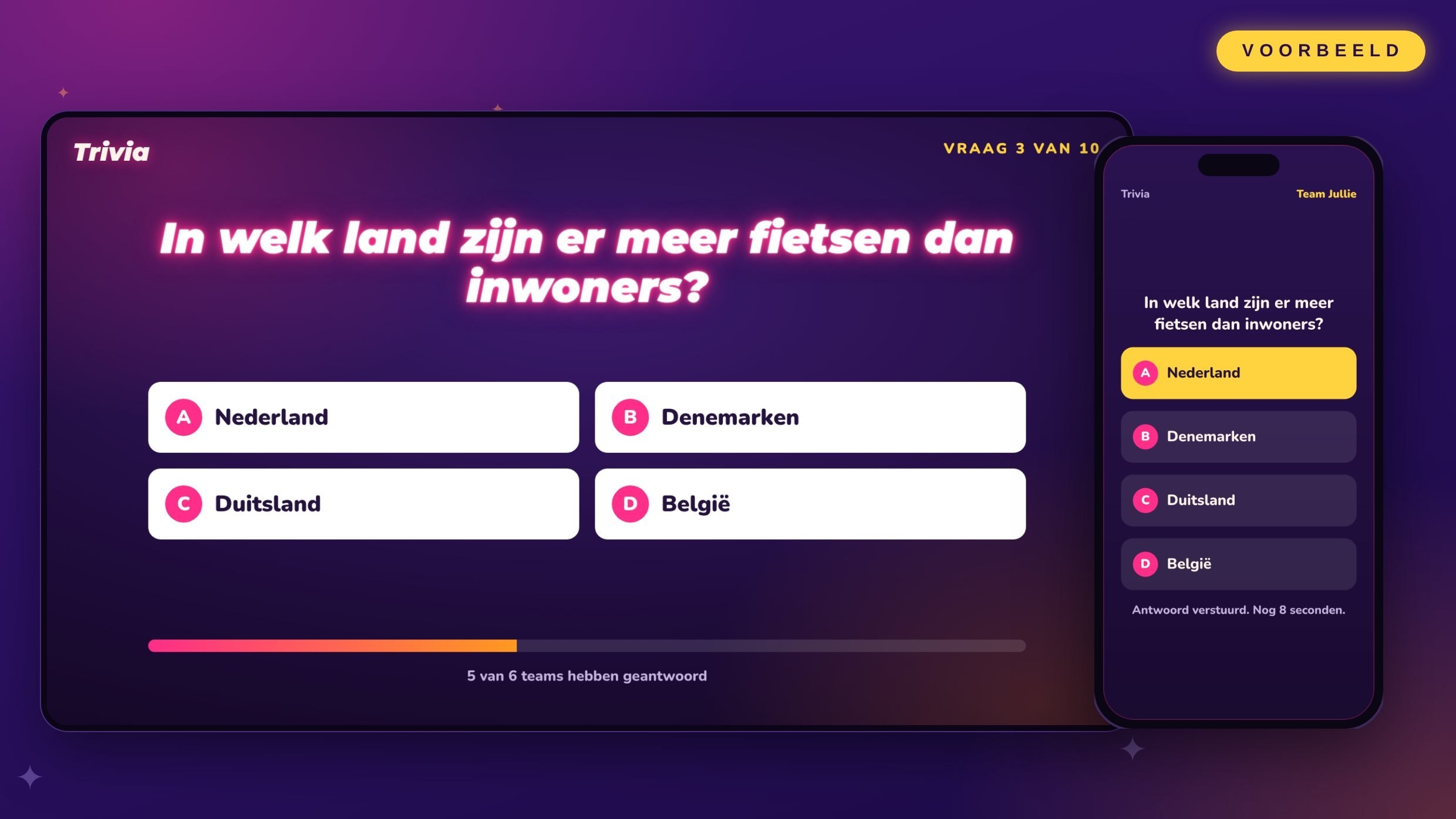 Stap 3: teams spelen op hun eigen borrel