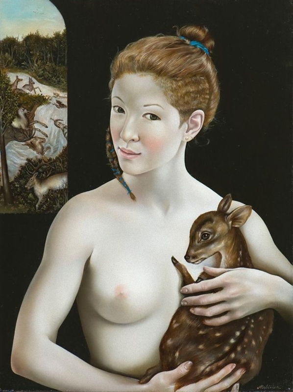 Anita Arbidane, nude with deer Anita Arbidane, nude with deer