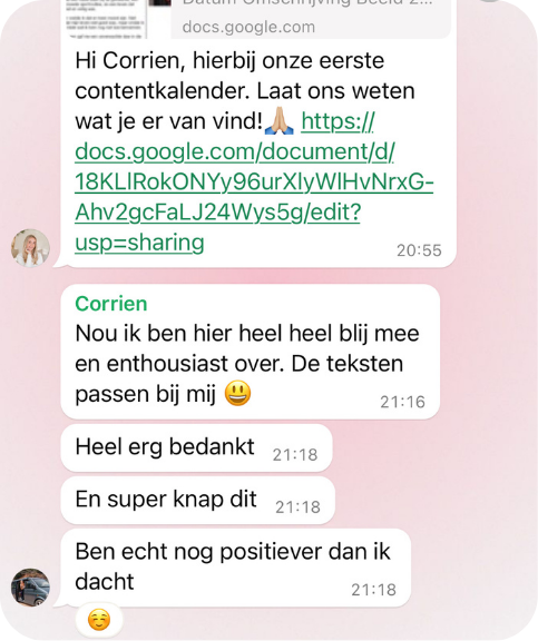 Feedback van Corrien