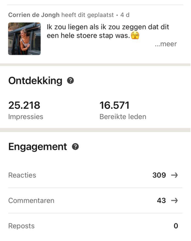 LinkedIn resultaat van Corrien