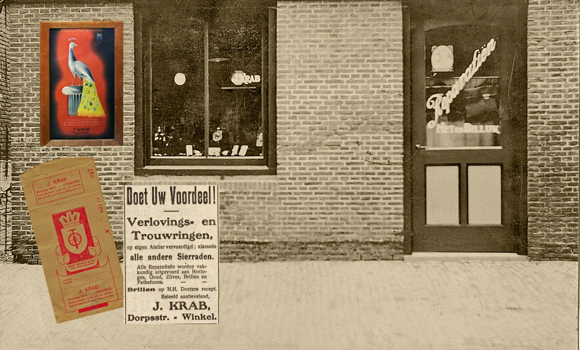 Kleine huisje naast J. Krab is daar begonnen met zijn werkplaats en juwelier.