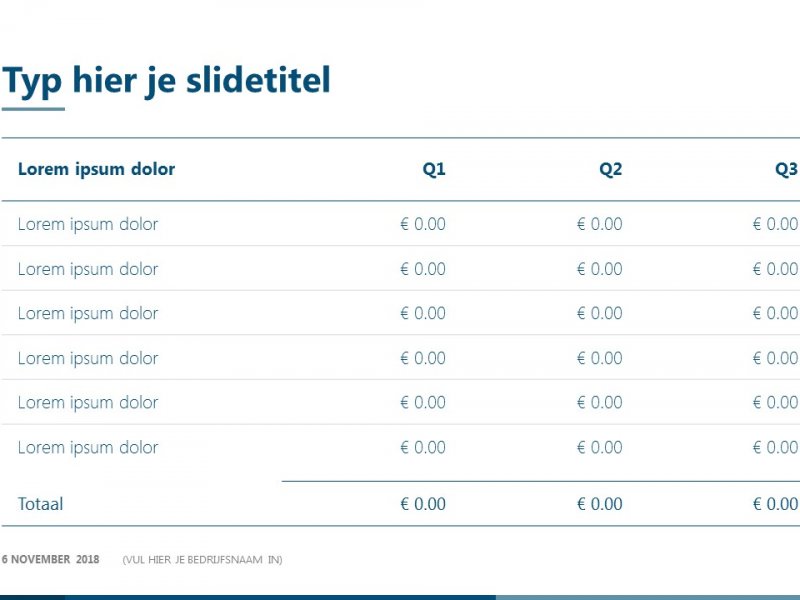 Tabelslide - PowerPoint slide-bibliotheek Tabelslide - PowerPoint slide-bibliotheek