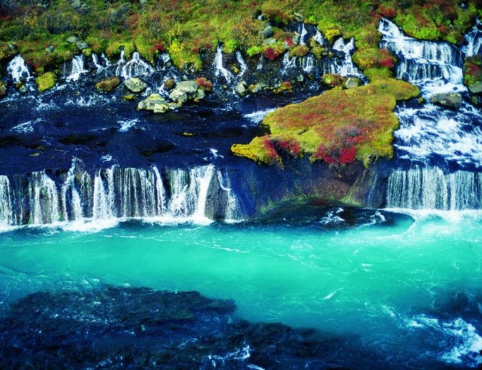 Hraunfossar Self drive Zuid en West Ijsland